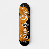 Skateboard Noir orange brossé (Devant)