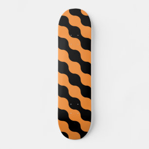 Skateboard Noir, Orange Retro Circles Motif Art