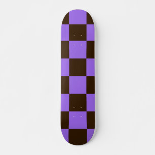 Skateboard Noir rétro et violet À damiers Motif Carré