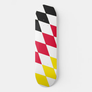 Skateboard Noir rouge jaune Bavaria Motif Drapeau Diamant