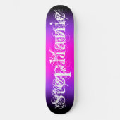 Skateboard Noir violet et rose chaud dégradé Nom chic (Recto)
