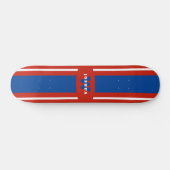Skateboard Nom blanc rouge de rayures bleues (Horz)