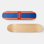Skateboard Nom blanc rouge de rayures bleues (Horz)