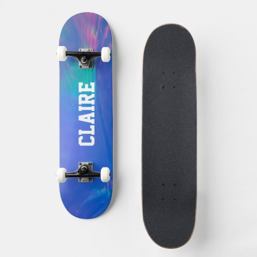 Skateboard Nom Collectable Holographique Cool Bleu (Recto)