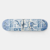 Skateboard Nom de garçon personnalisé avec collage requin (Horz)