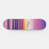 Skateboard Nom de la plage Purple Pink Sunset Ocean Waves (Horz)
