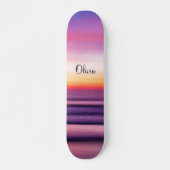 Skateboard Nom de la plage Purple Pink Sunset Ocean Waves (Devant)