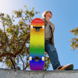 Skateboard Nom de script mosaïque arc-en-ciel moderne