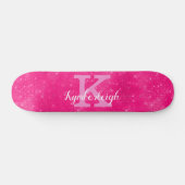 Skateboard Nom du monogramme cool Hot Pink Glam Diamond (Horz)