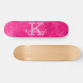 Skateboard Nom du monogramme cool Hot Pink Glam Diamond (Horz)