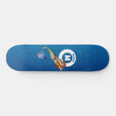 Skateboard Nom du monogramme Sirène arc-en-ciel avec cheveux (Horz)