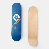 Skateboard Nom du monogramme Sirène arc-en-ciel avec cheveux (Recto)