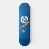 Skateboard Nom du monogramme Sirène arc-en-ciel avec cheveux (Recto)