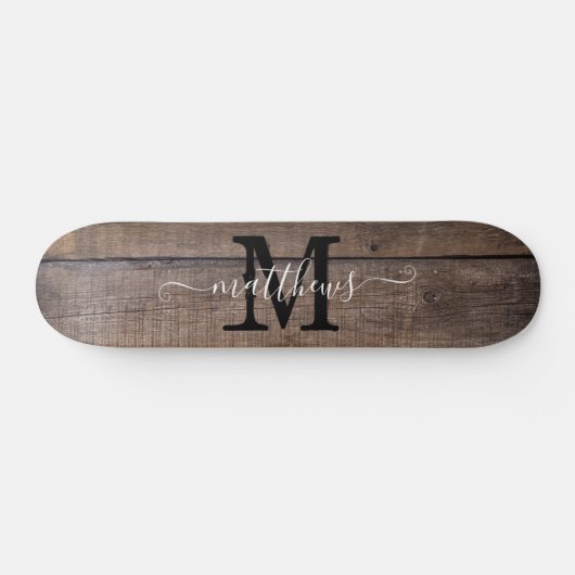 Skateboard Nom du script du Motif de bois rustique (Horz)