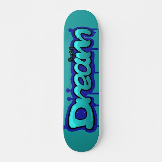 Skateboard nom du style de graffité rêve bleu (Devant)