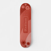 Skateboard Nom floral rétro orange (Devant)