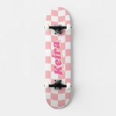 Skateboard Nom Girly Pink Motif Checker blanc (Recto)