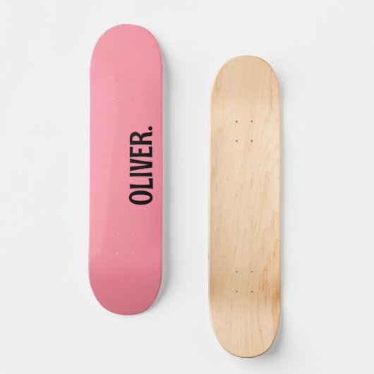 Skateboard Nom moderne rose saumon | Classique tendance (Recto)