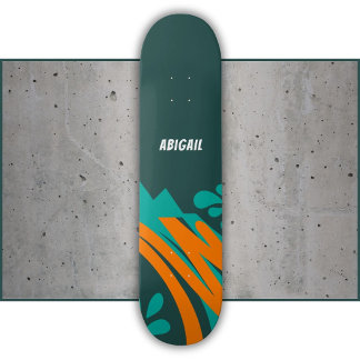 Skateboard Nom Orange Vert Moitié Sauvage Abstrait