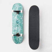 Skateboard Nom ou Initiales Taches de peinture sarcelle Planc (Recto)