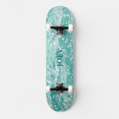 Skateboard Nom ou Initiales Taches de peinture sarcelle Planc (Recto)