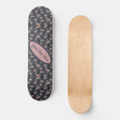 Skateboard Nom personnalisable Texte Rose floral (Recto)