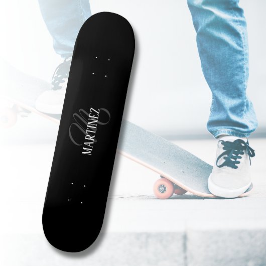 Skateboard Nom Personnalisé Black Elegant | Nom
