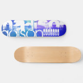 Skateboard Nom personnalisé ; blanc et Abstrait violet, vert, (Horz)