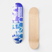 Skateboard Nom personnalisé ; blanc et Abstrait violet, vert, (Recto)