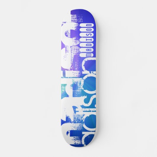 Skateboard Nom personnalisé ; blanc et Abstrait violet, vert, (Recto)