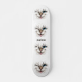Skateboard Nom personnalisé Chat à plume (Devant)