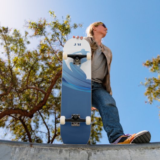 Skateboard Nom personnalisé Chic Nautique (Extérieur 1)