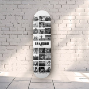 Skateboard Nom personnalisé Cool Instagram tendance Collage p