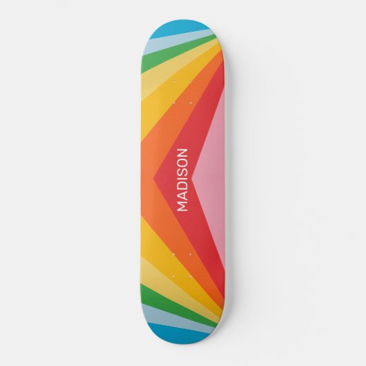 Skateboard Nom personnalisé Couleurs arc-en-ciel (Recto)