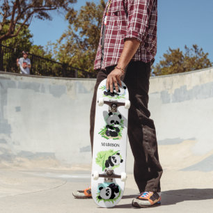 Skateboard Nom personnalisé Cute Pandas