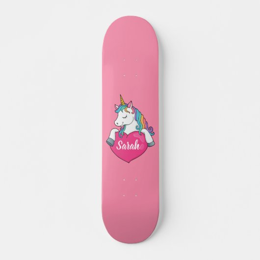 Skateboard Nom personnalisé Cute Unicorn (Devant)