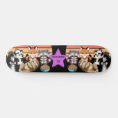Skateboard Nom personnalisé des animaux mignons (Horz)