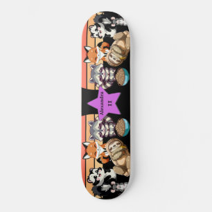 Skateboard Nom personnalisé des animaux mignons