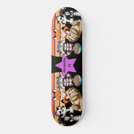 Skateboard Nom personnalisé des animaux mignons (Recto)
