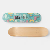 Skateboard Nom personnalisé des dinosaures mignons (Horz)