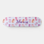 Skateboard Nom personnalisé des macarons mignons (Horz)