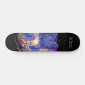 Skateboard Nom personnalisé du loup cosmique (Horz)