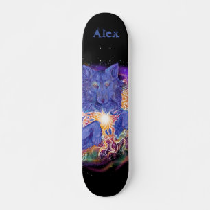 Skateboard Nom personnalisé du loup cosmique