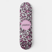 Skateboard Nom personnalisé du Poster de animal léopard rose  (Recto)