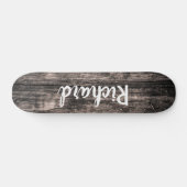 Skateboard Nom personnalisé en bois rustique (Horz)