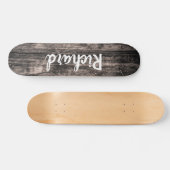 Skateboard Nom personnalisé en bois rustique (Horz)