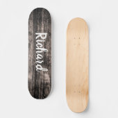 Skateboard Nom personnalisé en bois rustique (Recto)