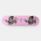 Skateboard Nom personnalisé et couleur Flamant rose rose (Horz)