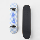 Skateboard Nom personnalisé Fille Bleu Motif Checker (Recto)
