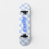Skateboard Nom personnalisé Fille Bleu Motif Checker (Recto)